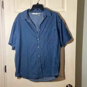 Passports Vintage 100% Cotton Jean Button Down Shirt Sz L